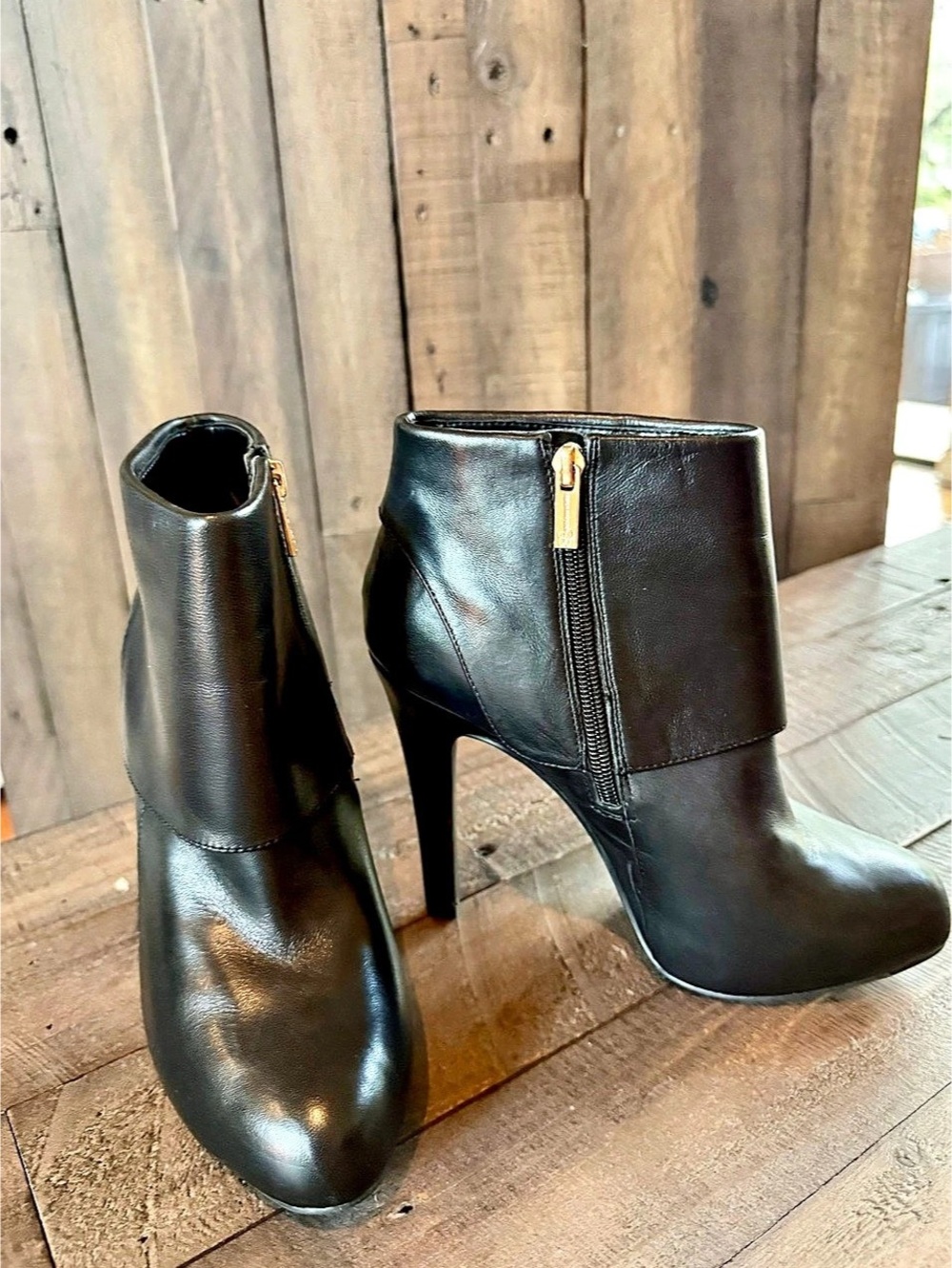 Jessica Simpson Abbey Platform Bootie Black Leather Heeled Boots US 7M
